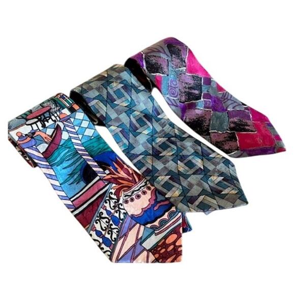 Vintage Hardy Amies All Silk Ties – Set of 3 1990s Savile Row - Picture 2 of 5